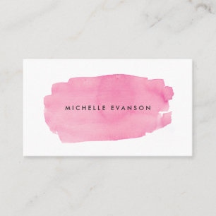 Creative Pink Watercolor Brushstroke Professional Business Card