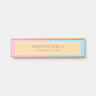Creative Pink Yellow Blue Modern Template Rosegold Door Sign