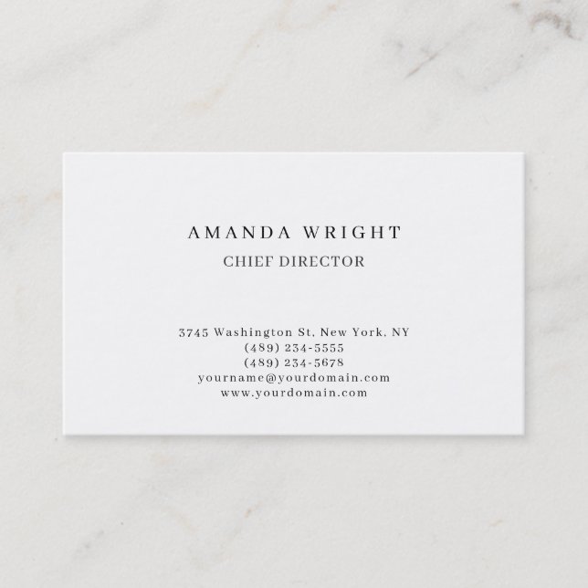 Creative Plain Simple White Attractive Stylish Business Card (Front)