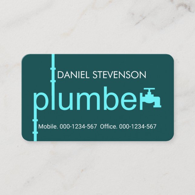Creative Plumber Pipeline Plumbing Works Business Card (Front)