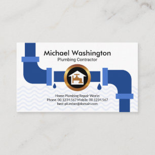 Creative Plumbing Pipe Border Plumber Contractor Business Card