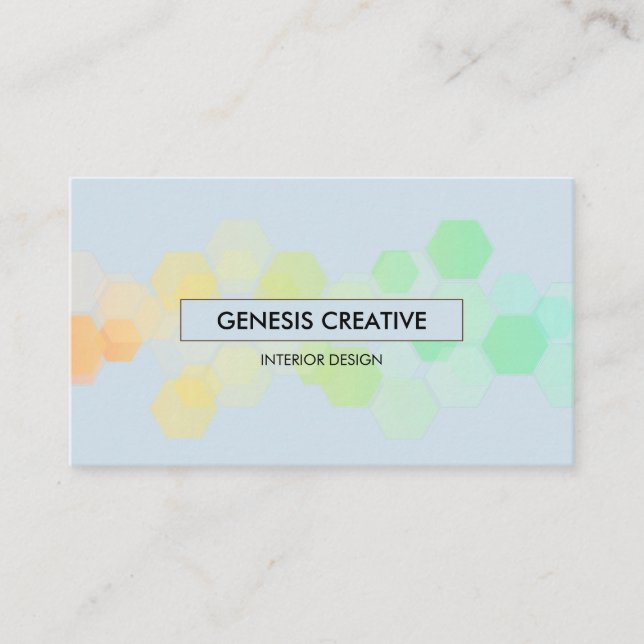 Creative Professional Honeycomb Gradient Blue Business Card (Front)