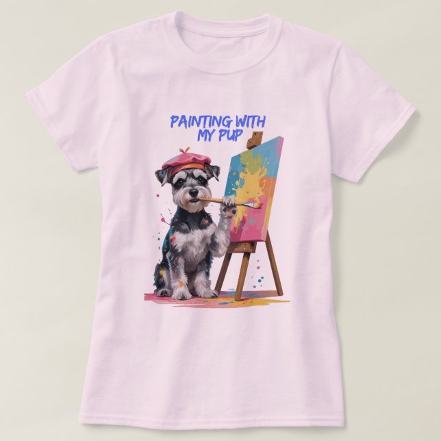 Creative Pup – The Artistic Miniature Schnauzer T-Shirt (Design Front)