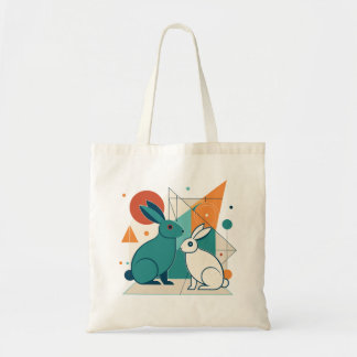 Creative rabbit geometric illustration tote bag