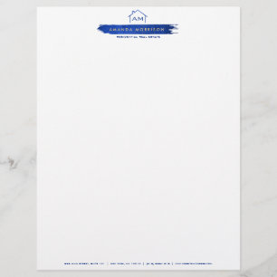 Creative Realtor Real Estate Home Paint Swash Blue Custom Letterhead