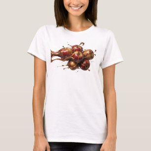Creative Red Abstract Apple Artistic Motif T-Shirt
