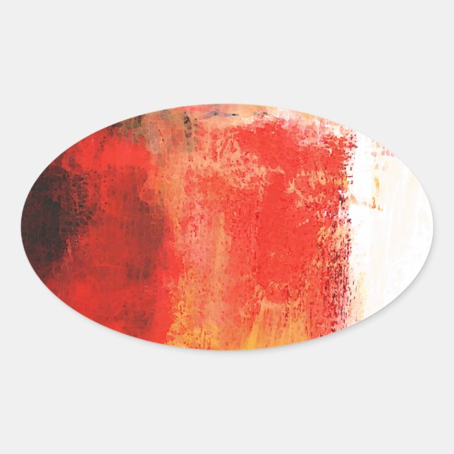 Creative Red Abstract Oval Sticker (Front)