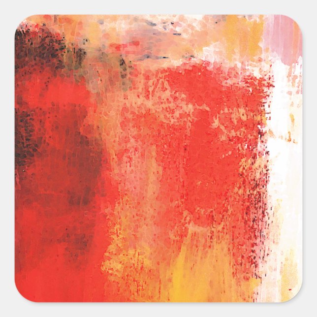 Creative Red Abstract Square Sticker (Front)