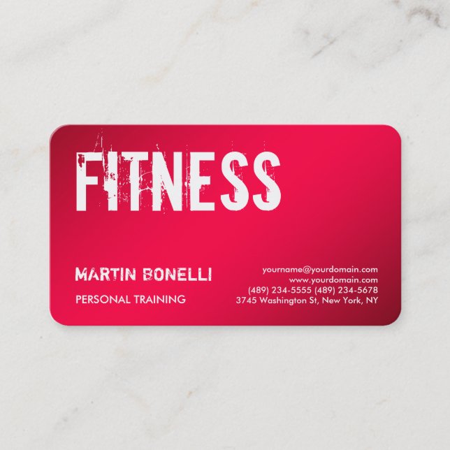 Creative Red Dynamic Personal Trainer Sport Business Card (Front)