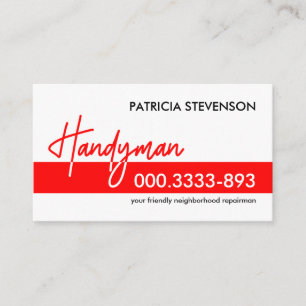Creative Red Handyman Signage Building Business Card