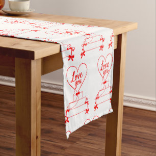 Creative red hearts design  short table runner