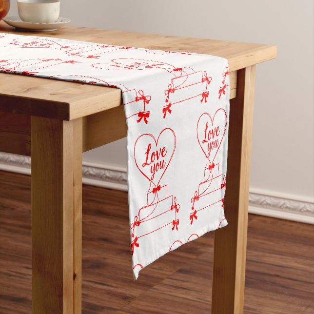 Creative red hearts design  short table runner (In Situ)