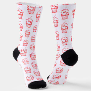 Creative red hearts design socks