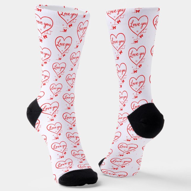 Creative red hearts design  socks (Angled)