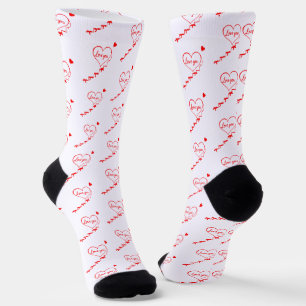 Creative red hearts design socks