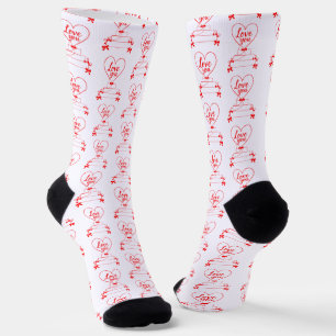 Creative red hearts design socks