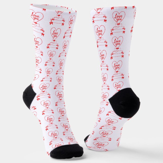 Creative red hearts design  socks (Angled)