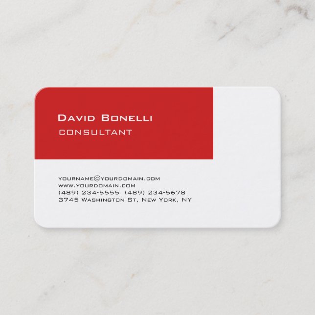Creative Red Stripe White Consultant Manager Business Card (Front)