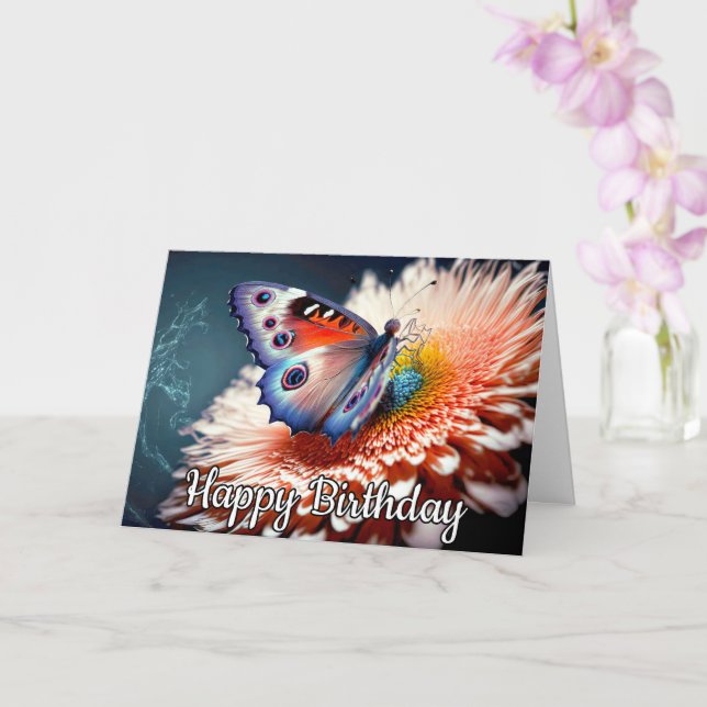 Creative Resting Butterfly Illustration Design Card (Orchid)