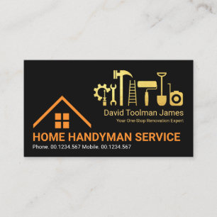 Creative Rooftop Gold Handyman Tools Business Card