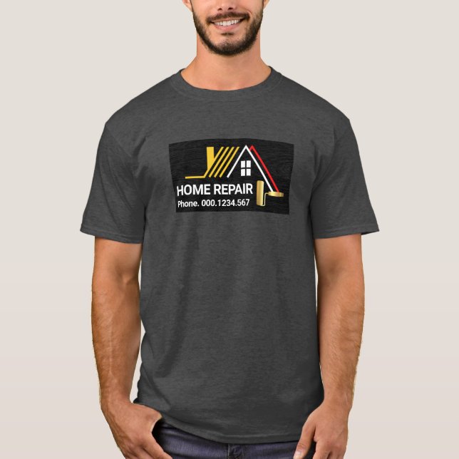Creative Rooftop On Black Wood Handyman Painter T-Shirt (Front)