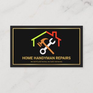 Creative Rooftop Spanner Hammer Building Business Card
