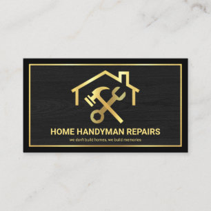 Creative Rooftop Spanner Hammer Gold Frame Business Card