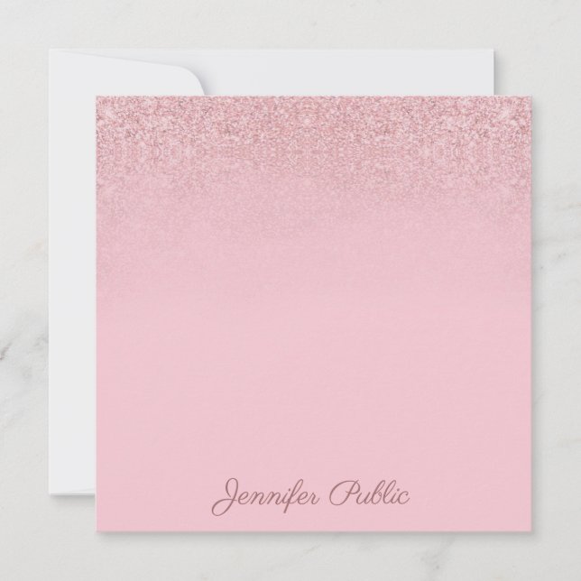 Creative Rose Gold Calligraphy Script Text Elegant Card (Front)