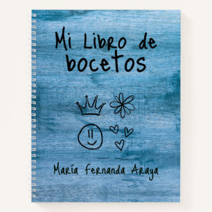 Creative Rustic Blue-Wooden Sketchy Notebook