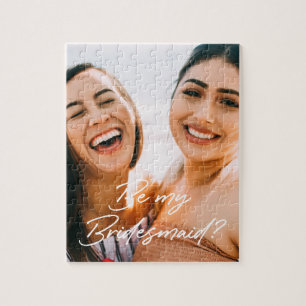 Creative Script Be My Bridesmaid Photo Proposal Jigsaw Puzzle