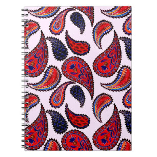 Creative seamless pattern with hand drawn paisley  notebook