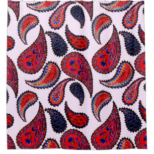 Creative seamless pattern with hand drawn paisley  shower curtain