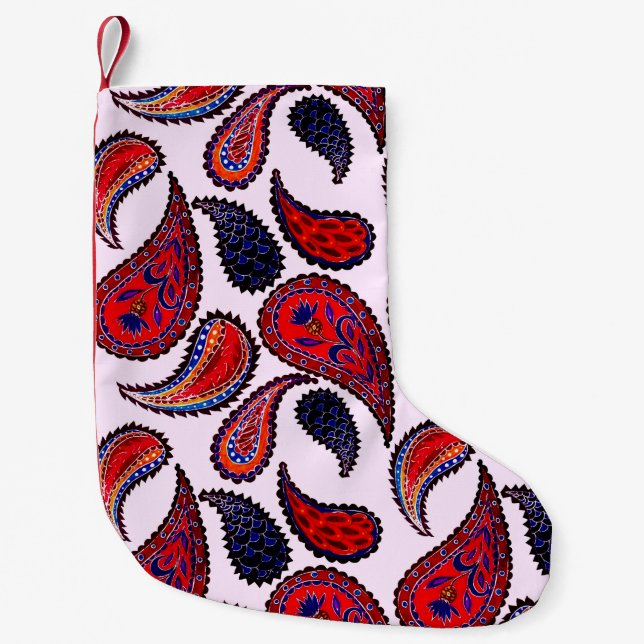 Creative seamless pattern with hand drawn paisley  small christmas stocking (Front)