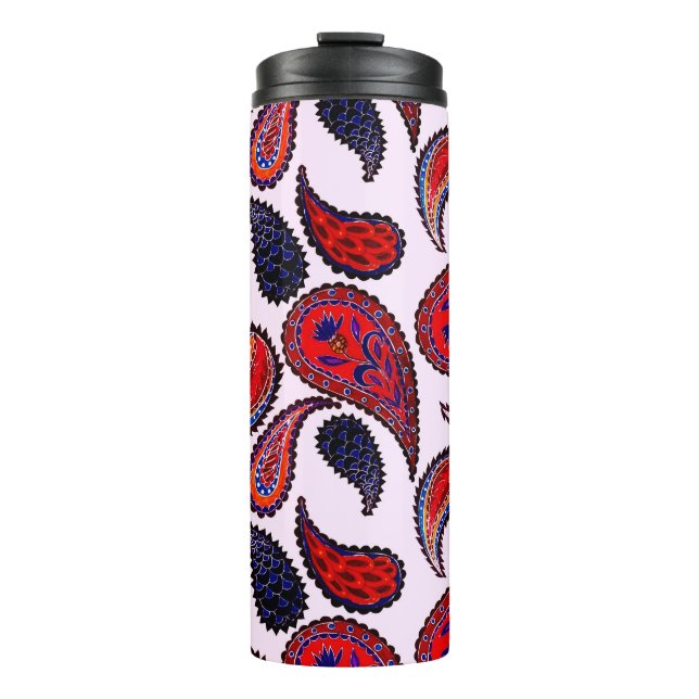 Creative seamless pattern with hand drawn paisley  thermal tumbler (Front)