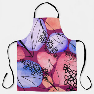 Creative seamless pattern with line art flowers an apron