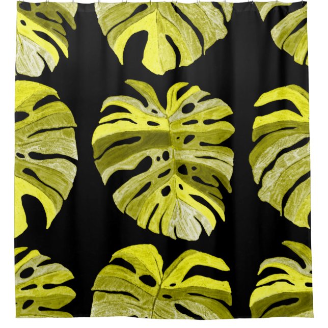 Creative seamless pattern with tropical leaves and shower curtain (Front)