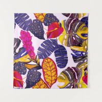 Creative seamless pattern with tropical leaves and