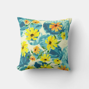 Creative seamless watercolor pattern of plants, He Cushion