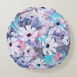 Creative seamless watercolor pattern of plants, He Round Cushion