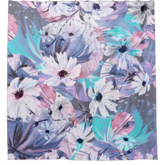 Creative seamless watercolor pattern of plants, He Shower Curtain