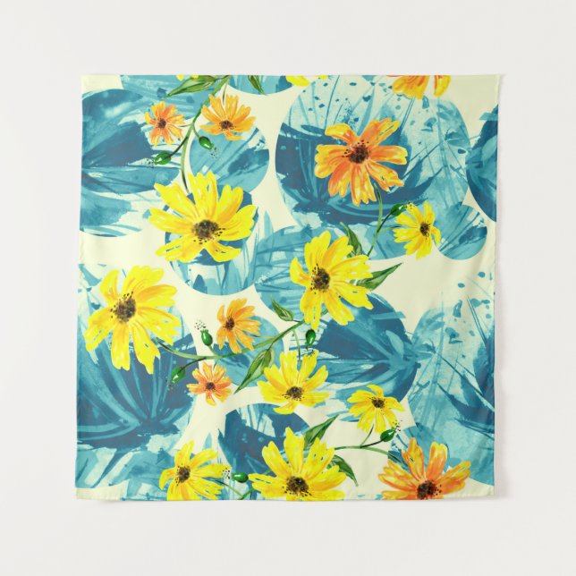 Creative seamless watercolor pattern of plants, He Tapestry (Front)