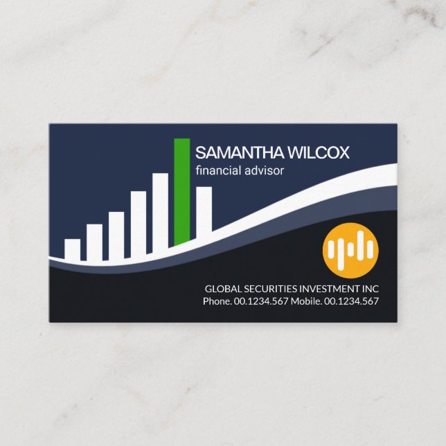 Creative Share Index Wave Graph Financial Advisor Business Card (Front)