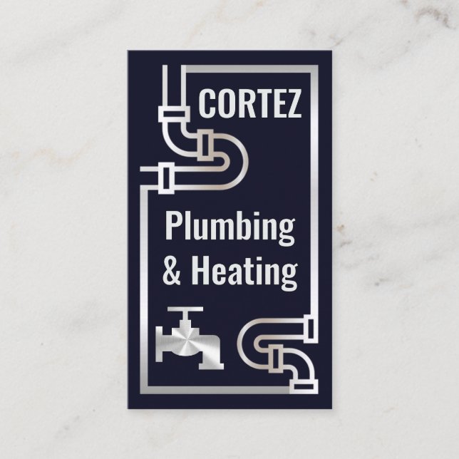 Creative Silver Piping Faucet Frame Business Card (Front)