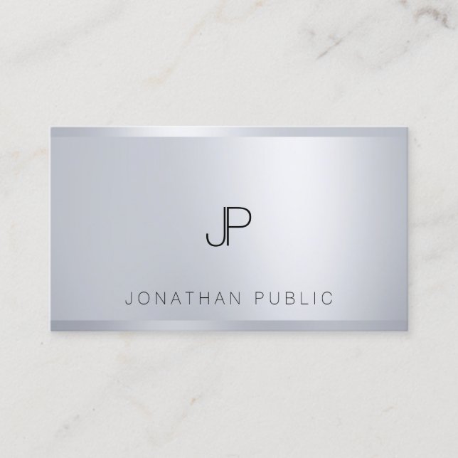 Creative Silver Template Elegant Monogram Modern Business Card (Front)