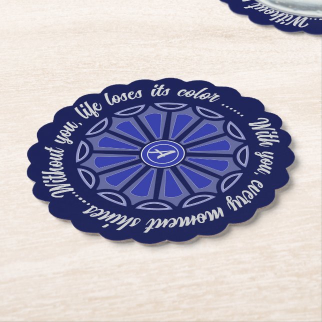 Creative simple colour flower gift mum dad sister  paper coaster (Angled)