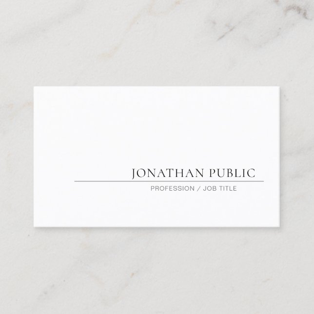 Creative Simple Design Elegant White Plain Trendy Business Card (Front)