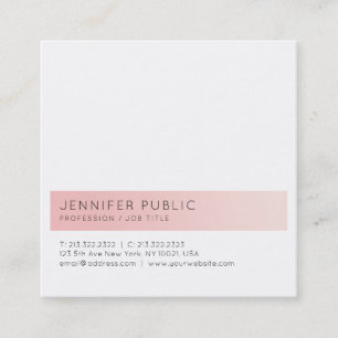 Creative Simple Design Trendy Pink White Luxury Square Business Card