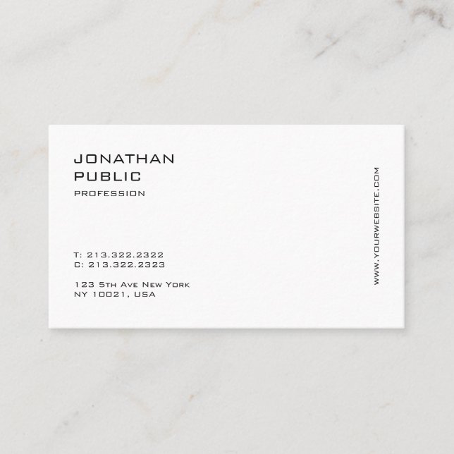 Creative Simple Plain Modern Minimalistic Elegant Business Card (Front)