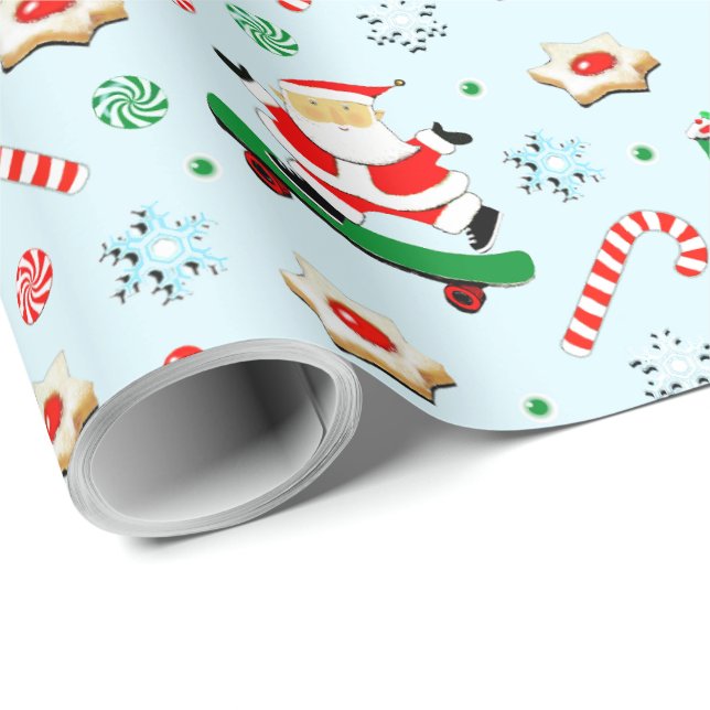 Creative Skateboarding Christmas Wrapping Paper (Roll Corner)