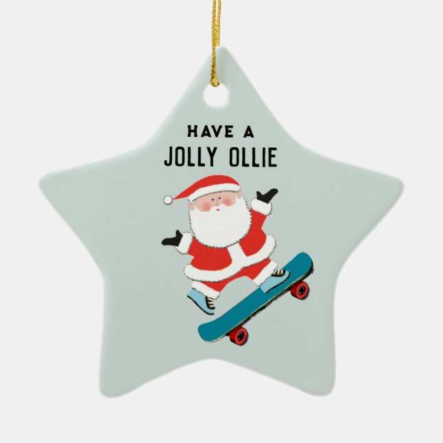 Creative skateboarding holiday gift ceramic tree decoration (Front)